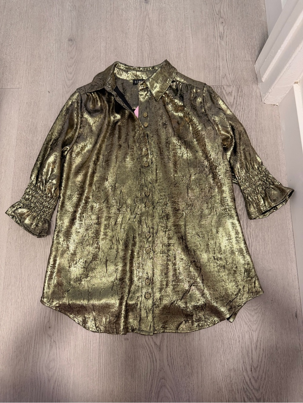 Gold Shimmer Button Down Top